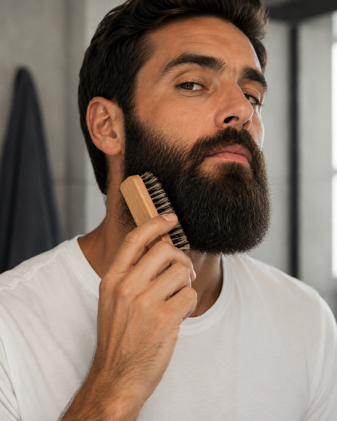 escova para barba Escova para barba em madeira com cerdas naturais de arenga